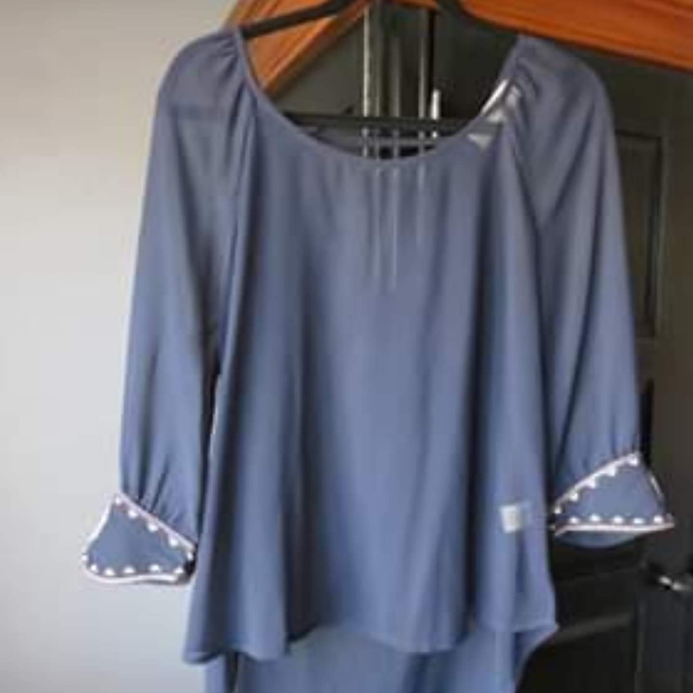 Womens Sheer Ling Sleeve Top US Large